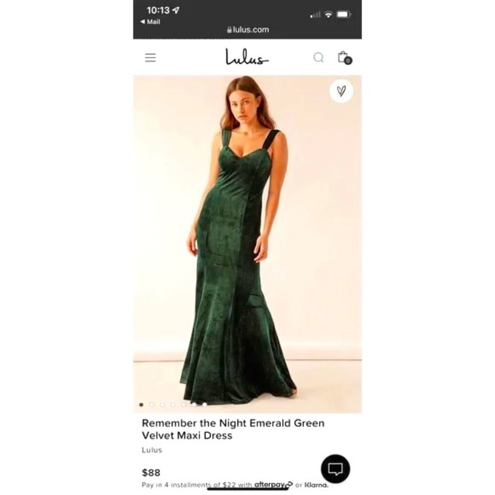 DISCONTINUED Lulu's Remember the Night - Emerald Velvet Gown
